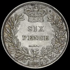 1851 Queen Victoria Young Head Silver Sixpence Reverse