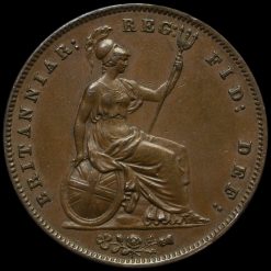1858 Queen Victoria Young Head Copper Penny Reverse