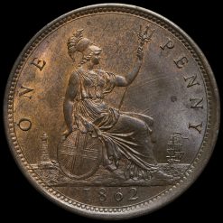 1862 Queen Victoria Bun Head Penny Reverse