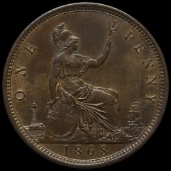 1868 Queen Victoria Bun Head Penny Reverse