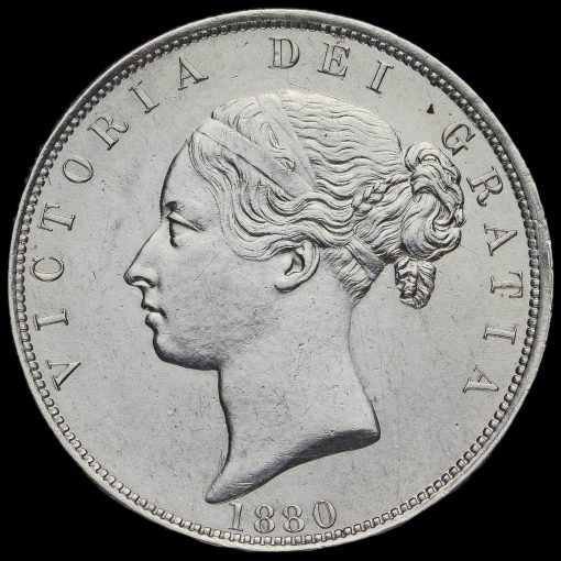 1880 Queen Victoria Young Head Silver Half Crown Obverse