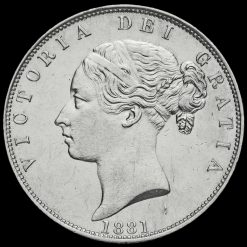 1881 Queen Victoria Young Head Silver Half Crown Obverse