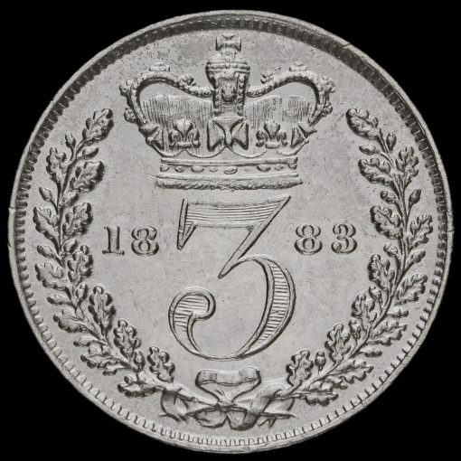 1883 Queen Victoria Young Head Silver Threepence Reverse