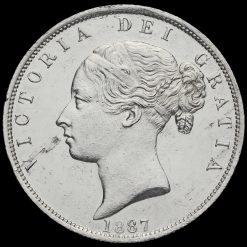 1887 Queen Victoria Young Head Silver Half Crown Obverse