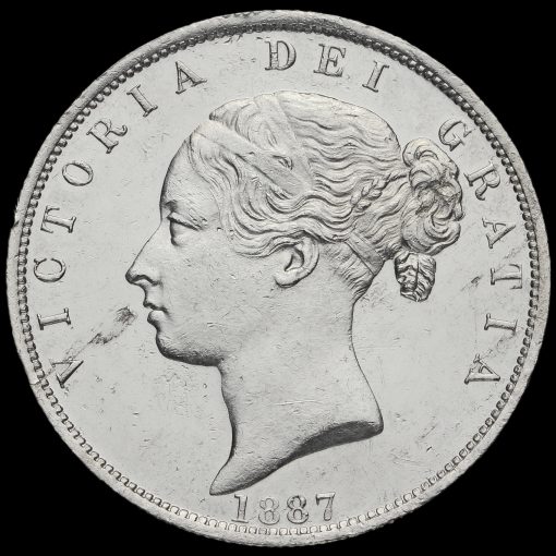 1887 Queen Victoria Young Head Silver Half Crown Obverse