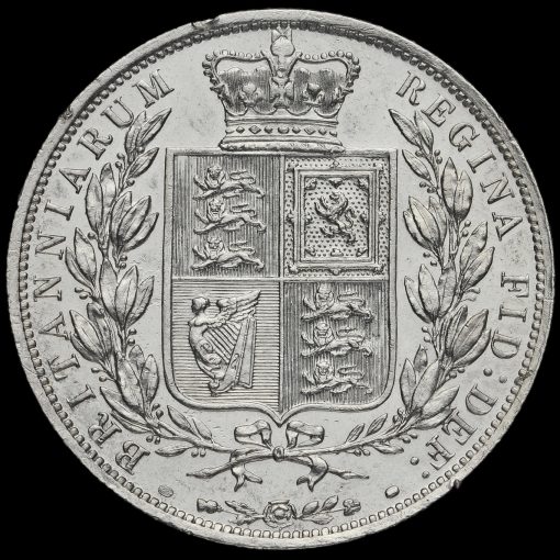 1887 Queen Victoria Young Head Silver Half Crown Reverse