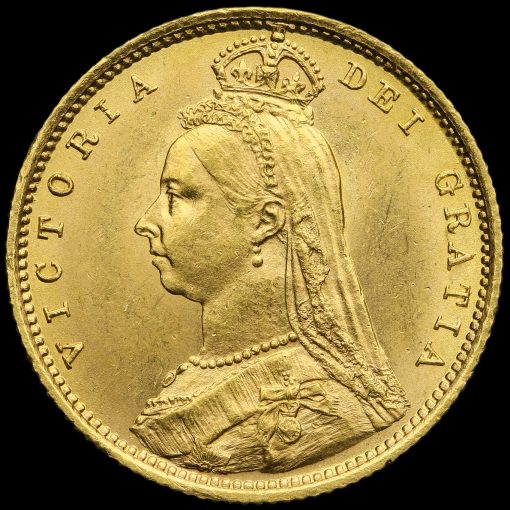 1892 Queen Victoria Jubilee Head Gold Half Sovereign Obverse