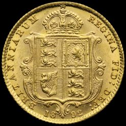 1892 Queen Victoria Jubilee Head Gold Half Sovereign Reverse