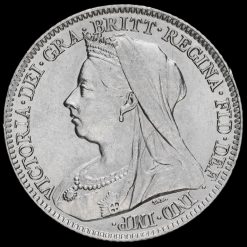 1897 Queen Victoria Veiled Head Silver Sixpence Obverse