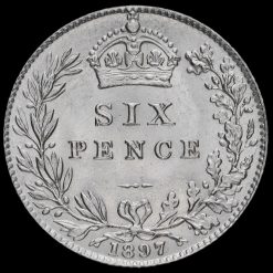 1897 Queen Victoria Veiled Head Silver Sixpence Reverse