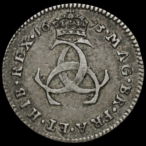 1673 Charles II Early Milled Silver Maundy Threepence Reverse