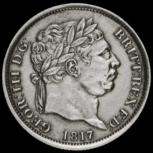 1817 George III Milled Silver Shilling, Unbarred H Obverse