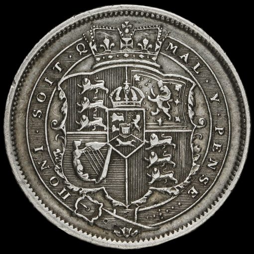 1817 George III Milled Silver Shilling, Unbarred H Reverse
