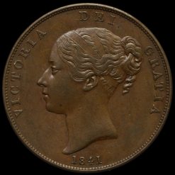 1841 Queen Victoria Young Head Copper Penny Obverse