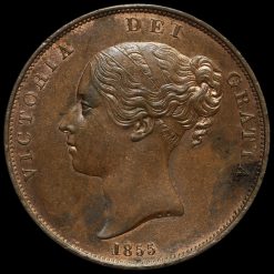 1855 Queen Victoria Young Head Copper Penny Obverse