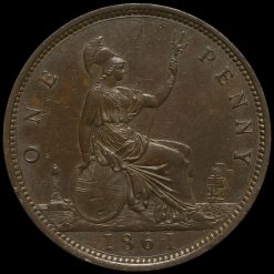 1861 Queen Victoria Bun Head Penny Reverse