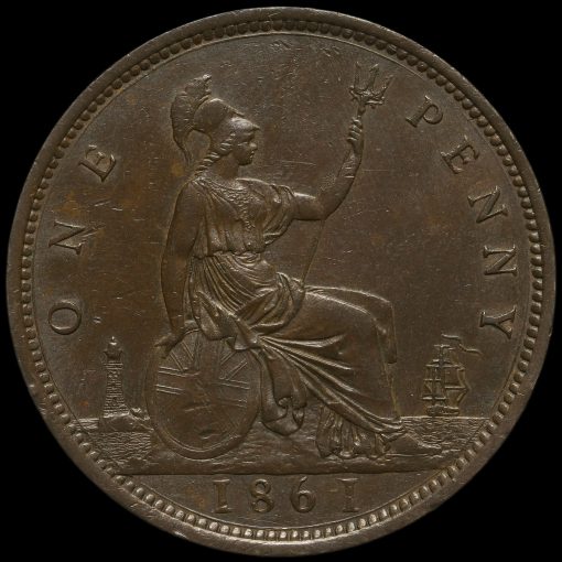 1861 Queen Victoria Bun Head Penny Reverse