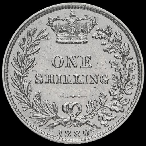 1880 Queen Victoria Young Head Silver Shilling Reverse