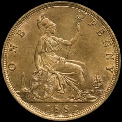 1882 H Queen Victoria Bun Head Penny Reverse