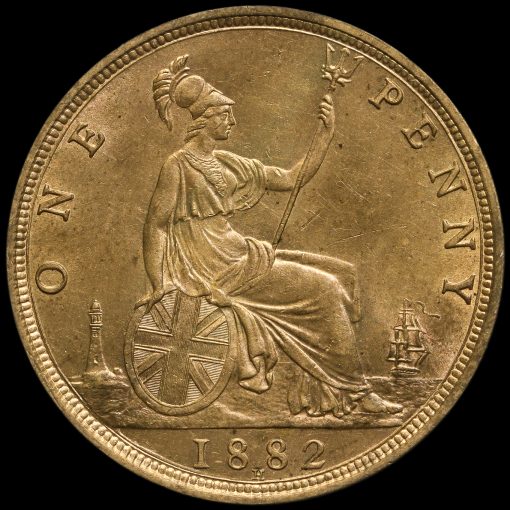 1882 H Queen Victoria Bun Head Penny Reverse