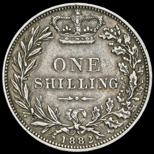 1882 Queen Victoria Young Head Silver Shilling Reverse