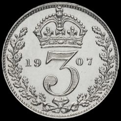 1907 Edward VII Silver Maundy Threepence Reverse