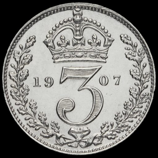 1907 Edward VII Silver Maundy Threepence Reverse