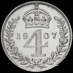 1907 Edward VII Silver Maundy Fourpence Reverse
