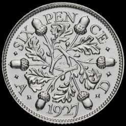 1927 George V Proof Silver Sixpence Reverse