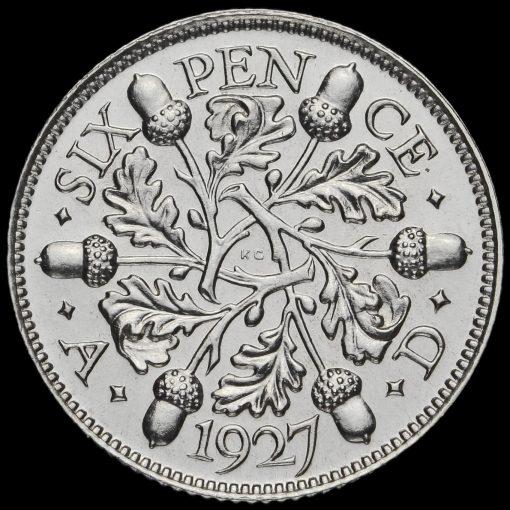 1927 George V Proof Silver Sixpence Reverse