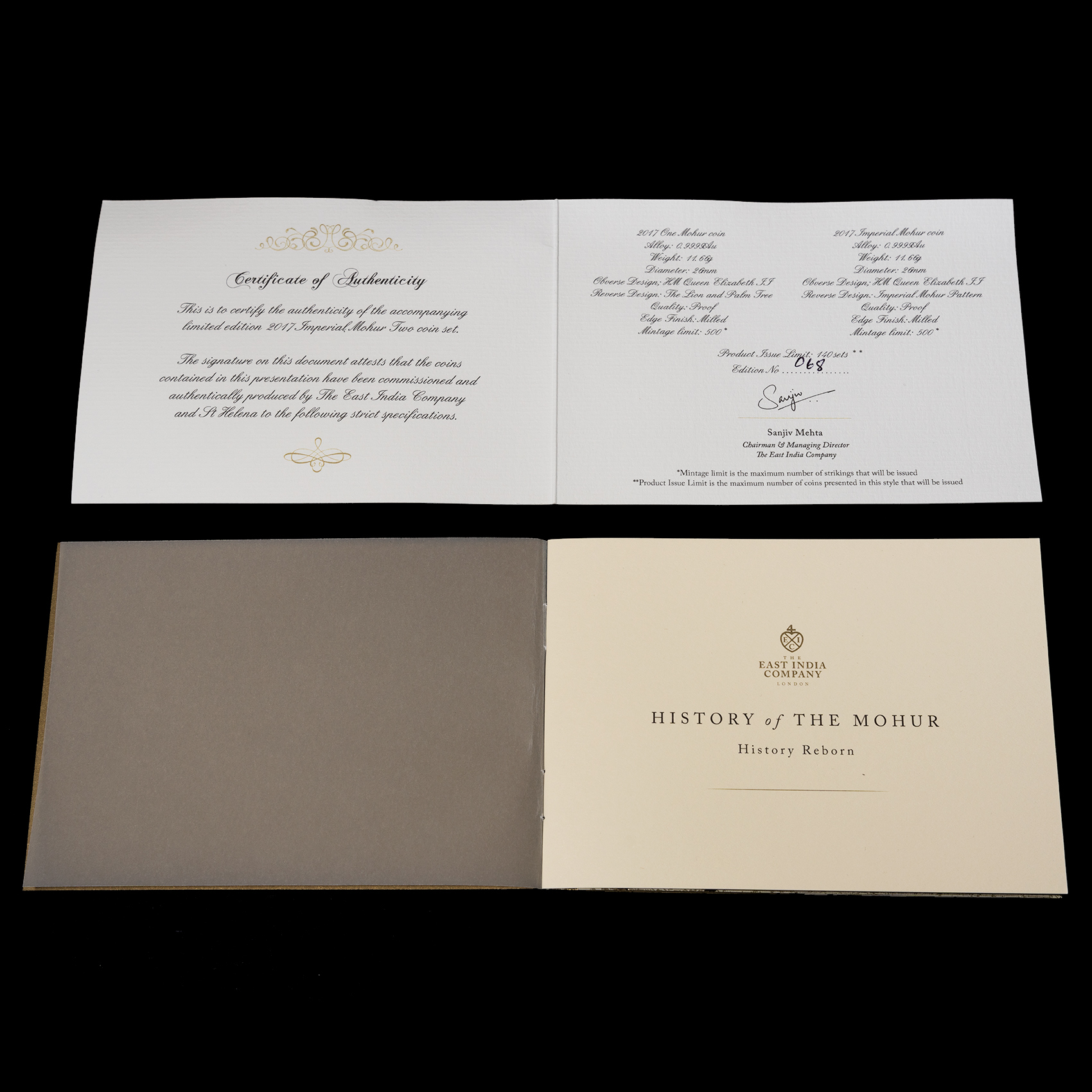 East India Company 2017 St. Helena 24 Carat Gold Proof One Mohur Two Coin Set - Image 6