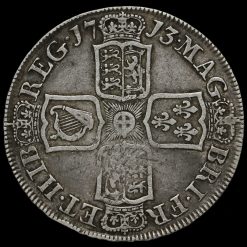 1713 Queen Anne Early Milled Silver Half Crown Reverse