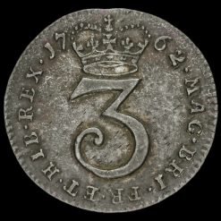 1762 George III Early Milled Silver Maundy Threepence Reverse