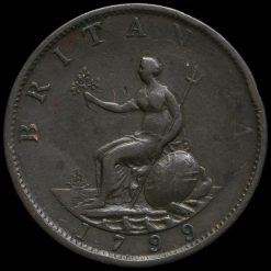 1799 George III Early Milled Copper Halfpenny Reverse