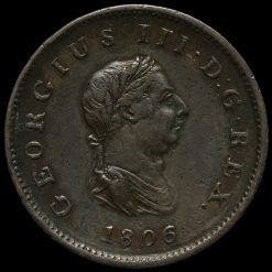 1806 George III Early Milled Copper Halfpenny Obverse
