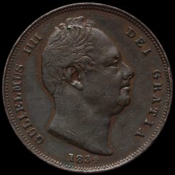 1834 William IV Copper Farthing Obverse