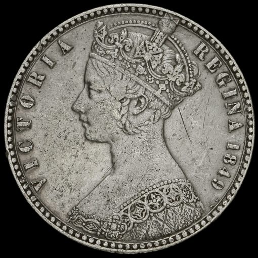 1849 Queen Victoria Godless Florin Obverse