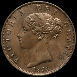 1853 Queen Victoria Young Head Copper Halfpenny Obverse