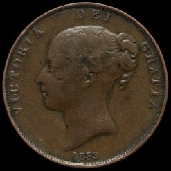 1853 Queen Victoria Young Head Copper Penny Obverse