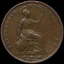 1853 Queen Victoria Young Head Copper Penny Reverse