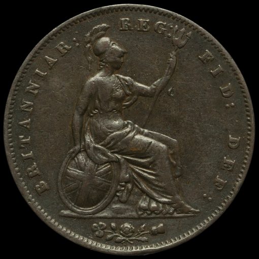 1854 Queen Victoria Young Head Copper Penny Reverse