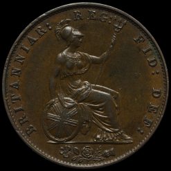 1857 Queen Victoria Young Head Copper Halfpenny Reverse