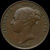 1859 Queen Victoria Young Head Copper Penny Obverse