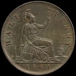 1861 Queen Victoria Bun Head Halfpenny Reverse