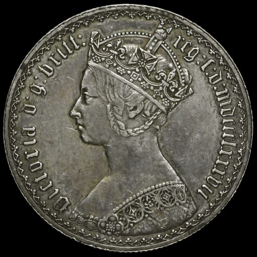 1887 Queen Victoria Silver Gothic Florin Obverse