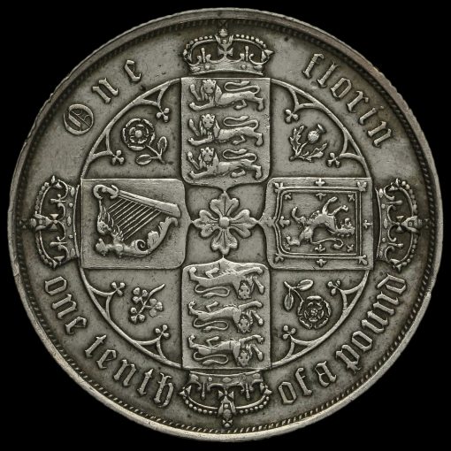 1887 Queen Victoria Silver Gothic Florin Reverse