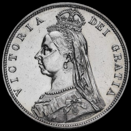 1887 Queen Victoria Jubilee Head Silver Half Crown Obverse