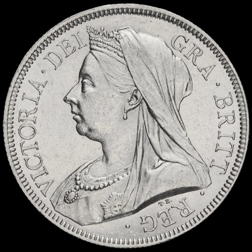1893 Queen Victoria Veiled Head Silver Half Crown Obverse