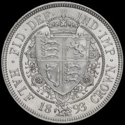 1893 Queen Victoria Veiled Head Silver Half Crown Reverse