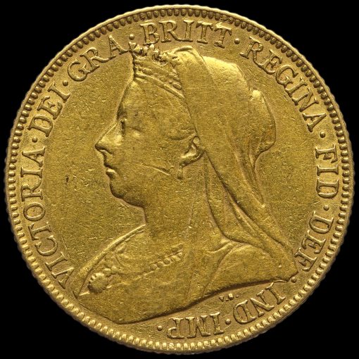 1901 Queen Victoria Veiled Head Gold Full Sovereign Obverse